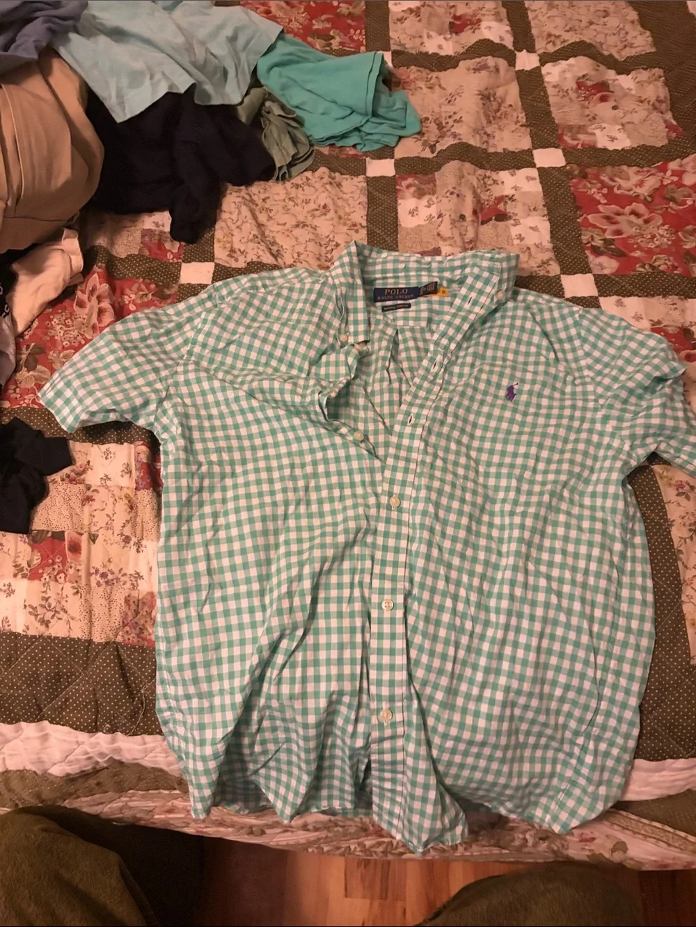 Polo by Ralph Lauren Mint Gingham Short-Sleeve Button-Down Shirt
